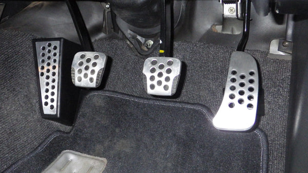 Genuine OEM Nissan R33 & R34 GTR Aluminum Pedal Cover Set (No Footrest) - 18016-AB000 & 46531-AB000 x 2